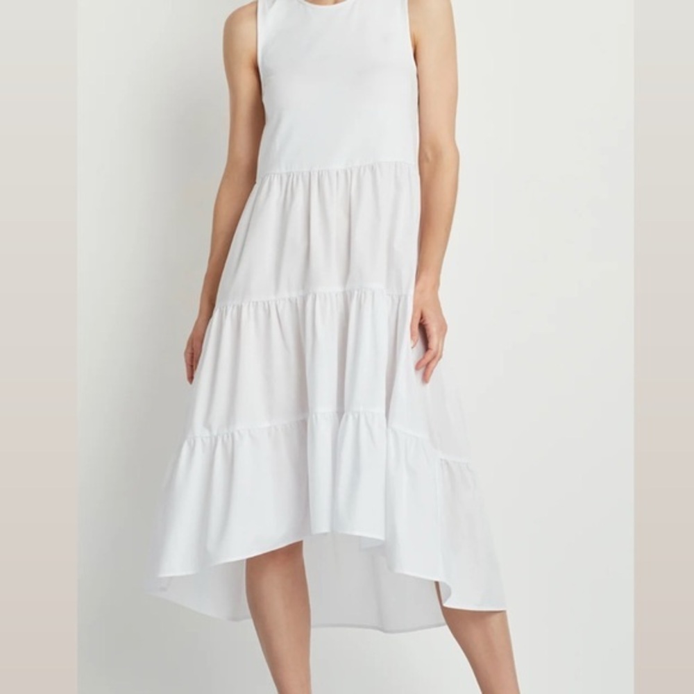Ellen Tracy White Asymmetrical High-Low Sundress